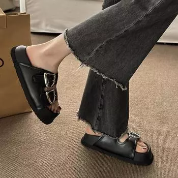 Повседневные походные сандалии на толстой подошве с покатым каблуком 35 чёрный