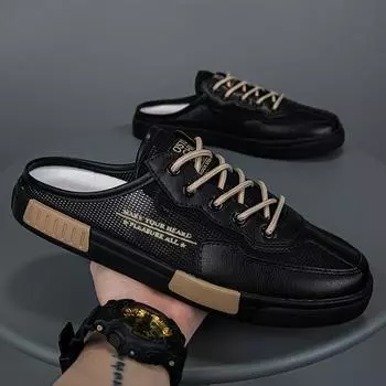 Повседневные получешки для мужчин, летняя уличная дышащая мужская обувь без застежек, сетчатые качественные износостойкие мужские мокасины, модные новые 38