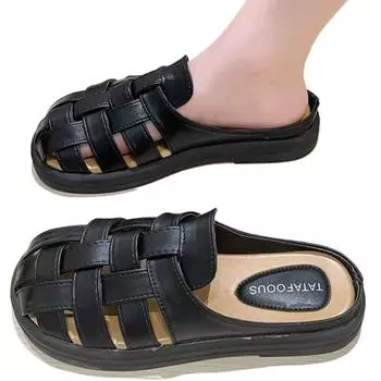 Повседневные полутапочки Baotou, женская обувь, летняя домашняя одежда для улицы, римские тапочки SyfIyno в стиле ретро с толстым дном и ажурной подошвой, мюли 35 бежевый