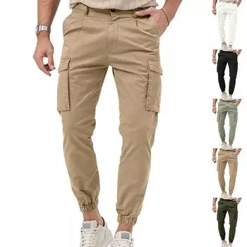 Повседневные повседневные рабочие брюки с несколькими карманами для активного отдыха, походов, спорта, удобные модные брюки со шнурком S чёрный