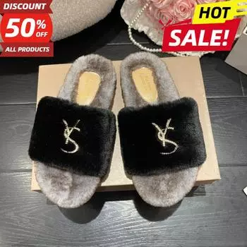 Повседневные пушистые тапочки женские домашние туфли на плоской подошве модная популярная дизайнерская обувь для девочек домашняя зимняя трендовая элегантная обувь женская домашняя обувь 35 белый