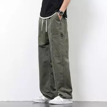 Повседневные рабочие брюки для мужчин весна и осень новые свободные прямые универсальные широкие брюки M
