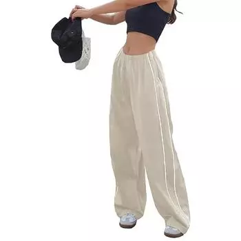 Повседневные разноцветные длинные брюки с индивидуальной завязкой по бокам и эластичной резинкой на талии S чёрный