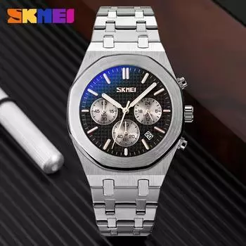 Повседневные роскошные мужские часы водонепроницаемые светящиеся дата хронограф кварцевые мужские часы из нержавеющей стали мужские наручные часы серебряный/белый