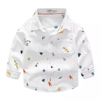 Повседневные рубашки для мальчиков Детские топы Рубашки с цветочным принтом для мальчиков Модные рубашки 100 белый