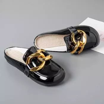 Повседневные сабо BAIRUILUN из лакированной кожи на низком каблуке для женщин 35 зелёный