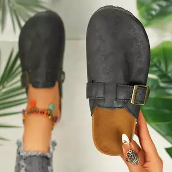 Повседневные сандалии для женщин из кожи с металлической пряжкой на щиколотке, летние пляжные женские спортивные туфли на низком каблуке, ручная работа 36