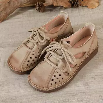 Повседневные сандалии для женщин весна-лето новые женские сандалии из коровьей кожи с мягкой подошвой женская обувь из натуральной кожи повседневная кожаная обувь 35