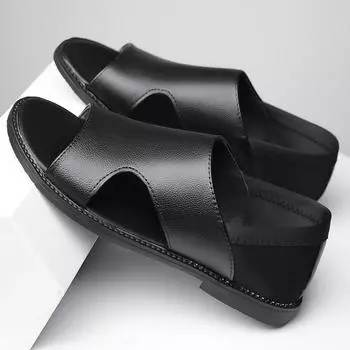 Повседневные сандалии, кожаные нескользящие мужские сандалии, пляжная обувь летом для мужчин
