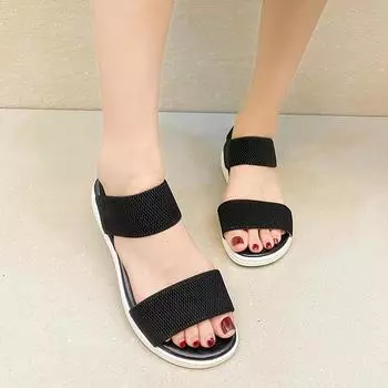 Повседневные сандалии женские летние 2024 года на платформе с плоским каблуком и эластичными босоножками большого размера сандалии женские туфли сандалии 36 серый