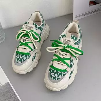 Повседневные сетчатые дышащие толстые кроссовки с увеличенным ростом для женщин 2024 года, новая модная простая универсальная обувь для женщин, осеннее время 35 чёрный