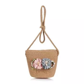 Повседневные широкополые шляпы для малышей и девочек, летние шляпы с цветочным козырьком, сумка на плечо khaki bag