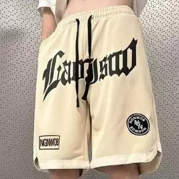 Повседневные шорты, мужские летние брюки с пятью точками, модные брендовые спортивные свободные баскетбольные шорты большого размера 5XL M чёрный