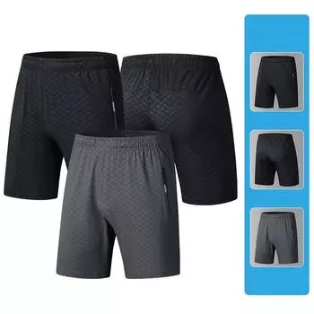 Повседневные шорты, мужские пляжные свободные брюки, мужские тонкие летние брюки из ледяного шелка, спортивные брюки 8XL чёрный