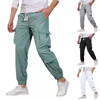 Повседневные спортивные брюки мужские свободные длинные вставки фитнес бег тренировочные брюки L чёрный