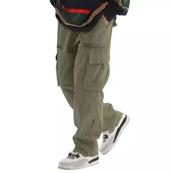 Повседневные спортивные брюки, мужские свободные леггинсы с длинными вставками, тренировочные брюки для бега и фитнеса L армия зеленый