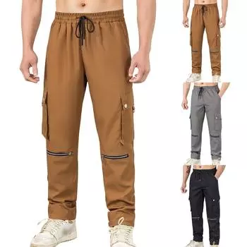 Повседневные спортивные брюки, мужские свободные леггинсы с длинными вставками, тренировочные брюки для бега и фитнеса XXXL чёрный