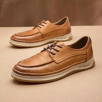 Повседневные спортивные деловые кожаные туфли мужские кожаные дышащие ленивые шнурки высокого класса увеличивающие рост мужские туфли британские бордовые туфли 38 коричневый