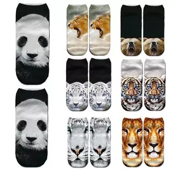 Повседневные спортивные носки среднего размера с милым 3D принтом животных, унисекс