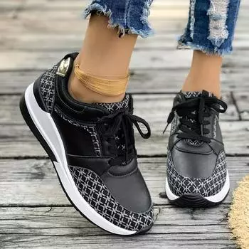 Повседневные спортивные туфли на толстой подошве со шнуровкой, низкие женские кроссовки больших размеров 36-43 36 белый