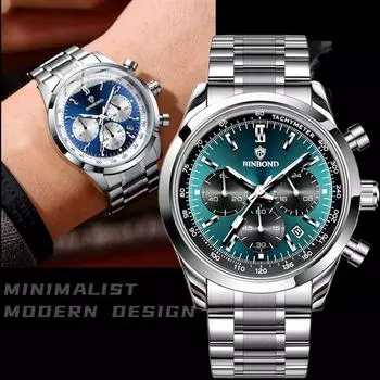 Повседневные стальные мужские часы роскошные кварцевые часы с датой для мужчин водонепроницаемые наручные часы с хронографом светящиеся Relogios Masculinos синий
