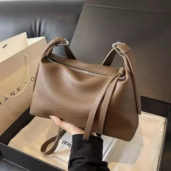 Повседневные сумки через плечо большой емкости для женщин осень-зима ретро однотонная сумка через плечо новая женская сумка для покупок из искусственной кожи (20cm<Max Length<30cm)