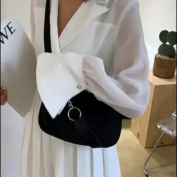 Повседневные сумки через плечо для женщин, нейлоновая однотонная сумка на плечо с цепочкой 25x9x15cm белый