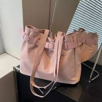 Повседневные сумки через плечо из цельного нейлона, простые универсальные сумки-тоуты, переносные сумки через плечо для женщин чёрный