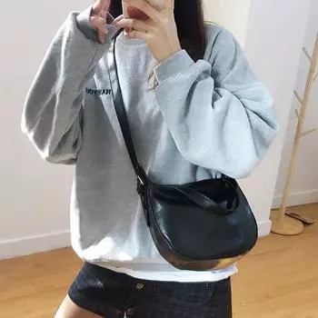 Повседневные сумки через плечо из мягкой искусственной кожи для женщин, модные женские переносные сумки через плечо, простые женские маленькие черные сумки