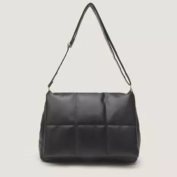 Повседневные сумки через плечо с клапаном большой емкости для женщин, черные, мягкие, из искусственной кожи, женские стеганые сумки с квадратной сеткой