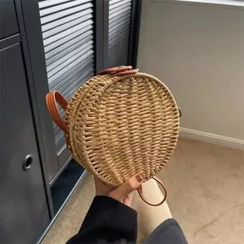 Повседневные сумки через плечо с твердым внутренним отделением, плетеные, высокого качества для женщин, хлопковые женские сумки