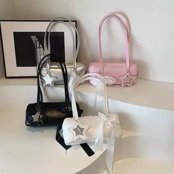 Повседневные сумки и кошельки с бантом Универсальная сумка-багет Сумки через плечо для женщин Сумки через плечо Женские дизайнерские сумки one size чёрный