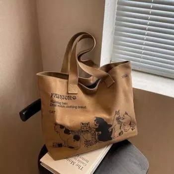 Повседневные сумки на плечо большой вместимости, сумки на ремне с буквенным принтом в стиле Харадзюку, сумки Ulzzang, дешевые женские сумки коричневый