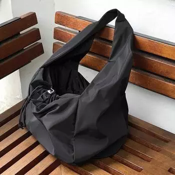 Повседневные сумки на плечо с завязками для женщин, большая вместительная сумка, спортивная сумка для шоппинга, женская сумка через плечо 40x23x36cm чёрный