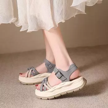 Повседневные свадебные босоножки на танкетке с высоким каблуком 35