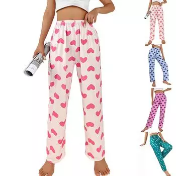 Повседневные свободные брюки на День святого Валентина, которые можно носить как верхнюю одежду, пижаму L синий