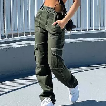 Повседневные свободные брюки, весенняя уличная одежда, модные брюки, женские летние брюки-карго с карманами, брюки для бега, 26232 S чёрный
