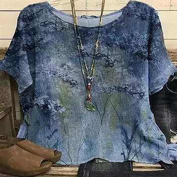 Повседневные свободные модные футболки с короткими рукавами и круглым вырезом с 3D-принтом 7XL