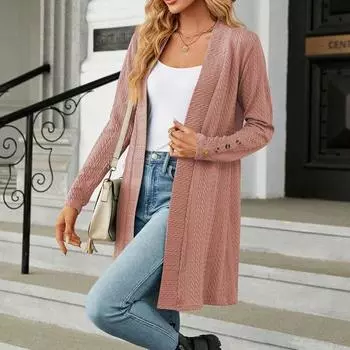 Повседневные свободные свитера с длинными рукавами, осенне-зимний свитер, пальто, модный кардиган, вязаный длинный свитер, женские топы, одежда 28518 S абрикосовый