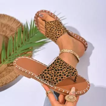 Повседневные тапочки большого размера с толстой подошвой, новые женские с леопардовым принтом, модные, простые и щедрые, летние, трансграничные 36 белый