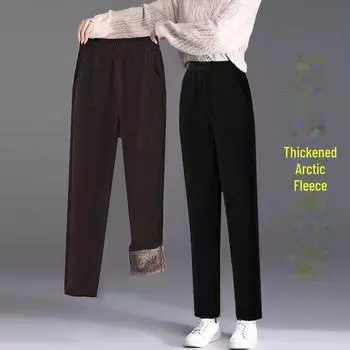 Повседневные теплые свободные шаровары из овчины и бархата для женщин на осень/зиму XL (105-110 jin)