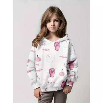 Повседневные толстовки для девочек на Хэллоуин, симпатичная модная толстовка с капюшоном и принтом тыквы, осень-зима, повседневная удобная детская одежда 130cm