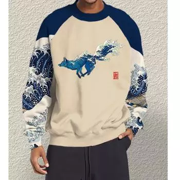 Повседневные толстовки с капюшоном для мужчин, весенние и осенние волнистые графические рубашки, свободные топы с длинным рукавом для мальчиков, уличная мужская толстовка S