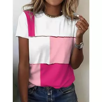 Повседневные топы с градиентным 3D-принтом, модный тренд, высококачественная свободная и дышащая футболка с короткими рукавами и круглым вырезом XS