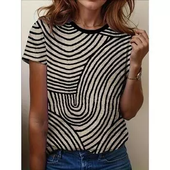 Повседневные топы с градиентным 3D-принтом, модный тренд, высококачественная свободная и дышащая футболка с короткими рукавами и круглым вырезом XS