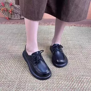 Повседневные туфли 2024 года, новые туфли на плоской подошве со шнуровкой, повседневные туфли из вулканизированной кожи для женщин, роскошные туфли Zapatos De Mujer 35 коричневый