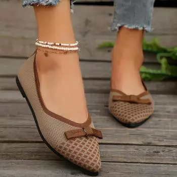 Повседневные туфли Butterfly Knot Ankle Single для женщин, вязаная и плетеная обувь 36 чёрный