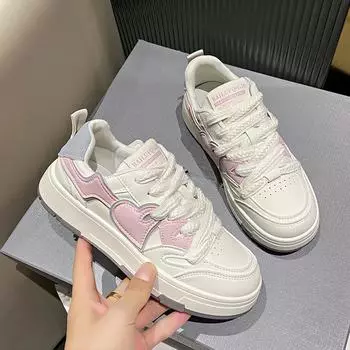 Повседневные туфли для досок Женские маленькие белые туфли Плоская подошва Удобные простые универсальные цветные женские туфли Осенняя пора 35 розовый