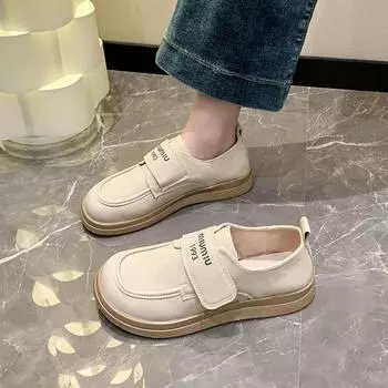 Повседневные туфли Doudou на липучке с мягкой подошвой, женские универсальные лоферы на плоской подошве, новинка весны, туфли-однопедальки для, женские одинарные туфли 35