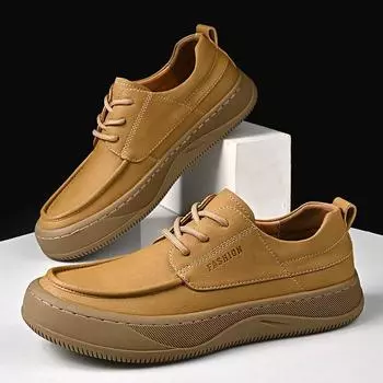 Повседневные туфли из воловьей кожи с толстой подошвой, дышащие, мужские мокасины, классические, сшитые вручную мужские туфли 39 чёрный